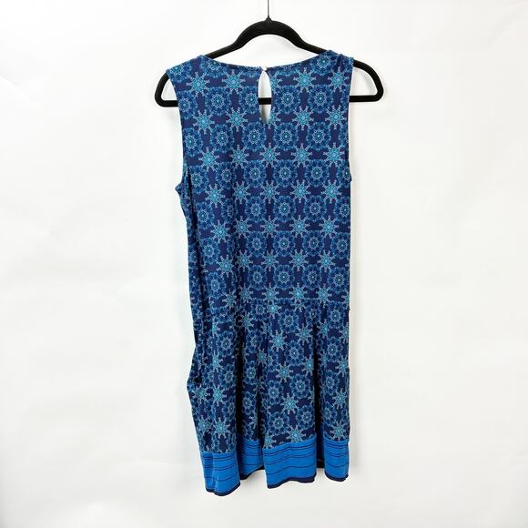 Market & Spruce Stitch Fix Blue Patterned Sleeveless Romper S Women Keyhole - Picture 8 of 11